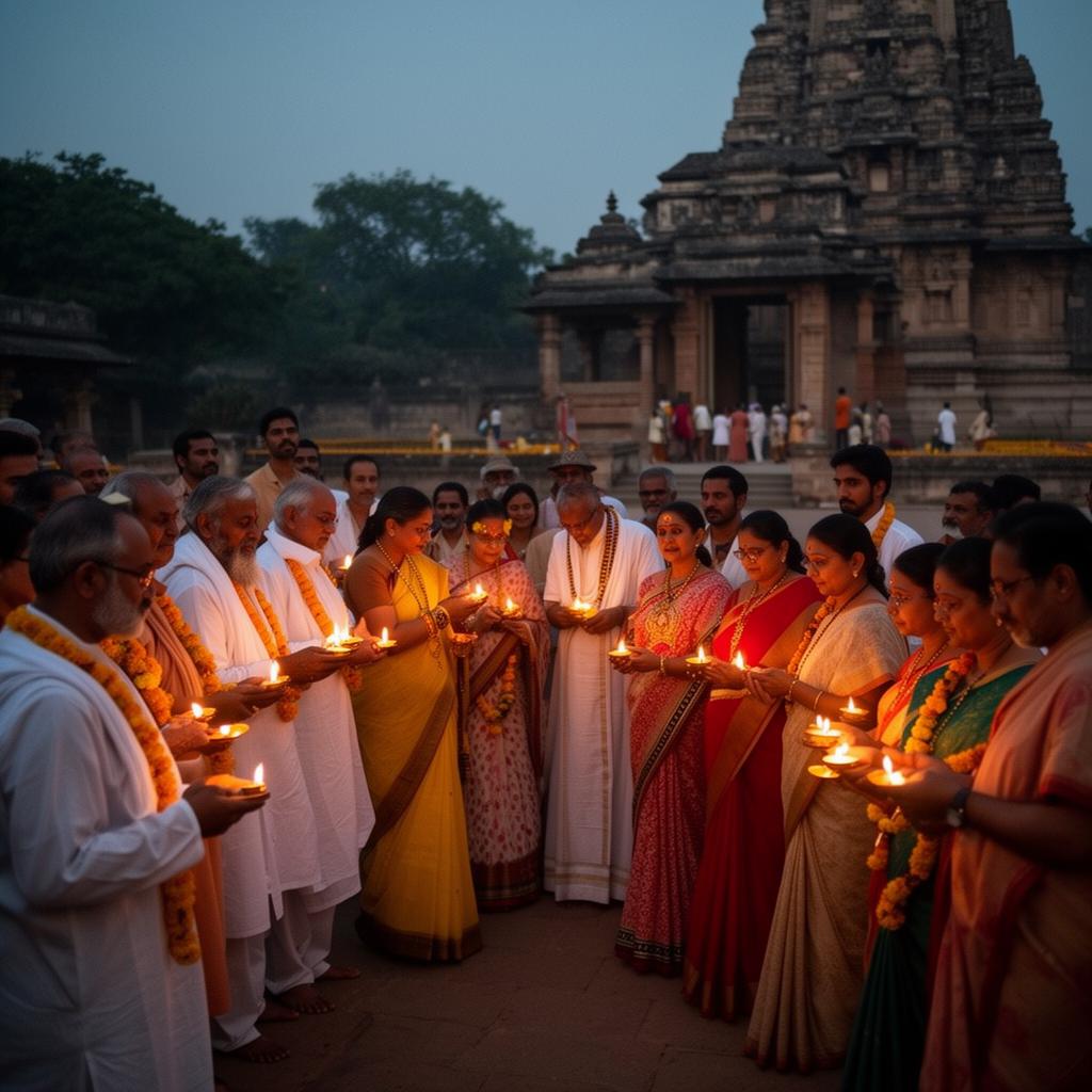 Community members taking part in a devotional gathering
